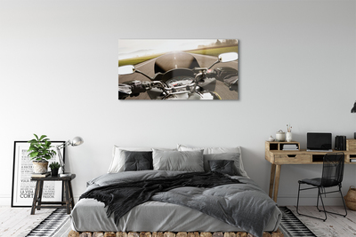 Acrylglasbilder Motorrad-straße hoch am himmel