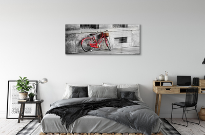 Acrylglasbilder Rotes fahrrad mit einem korb