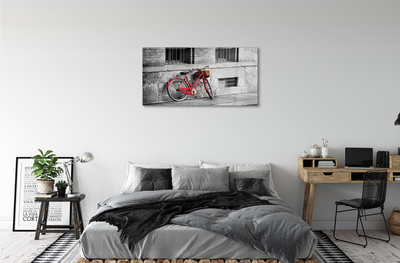 Acrylglasbilder Rotes fahrrad mit einem korb