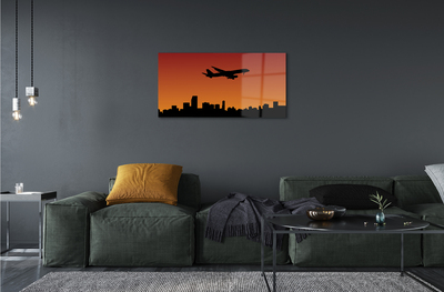 Acrylglasbilder Flugzeug himmel und sonnenuntergang