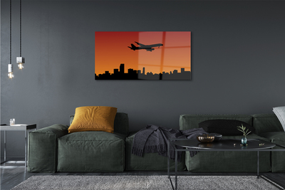 Acrylglasbilder Flugzeug himmel und sonnenuntergang