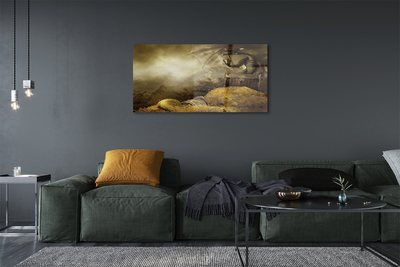 Acrylglasbilder Drachen-mountain-gold wolken