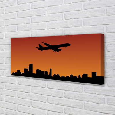Leinwandbilder Flugzeug Himmel und Sonnenuntergang