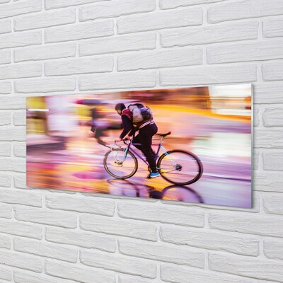 Glasbilder Lichter fahrrad mann