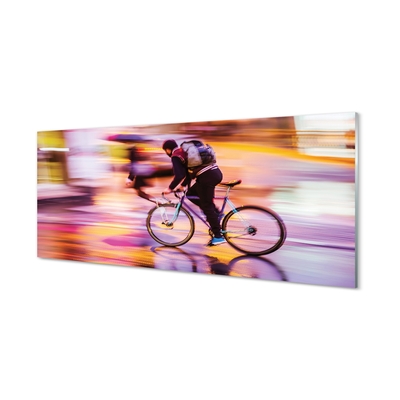 Glasbilder Lichter fahrrad mann