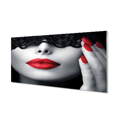 Glasbilder Frau mit den roten lippen