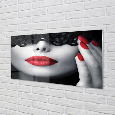 Glasbilder Frau mit den roten lippen