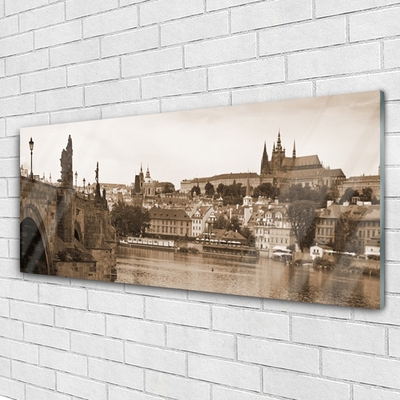 Glasbilder Prag Brücke Landschaft