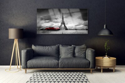 Druck auf Glas Eiffelturm Auto Architektur