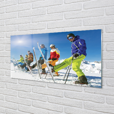 Küchenrückwand spritzschutz Skifahrer winter in den bergen