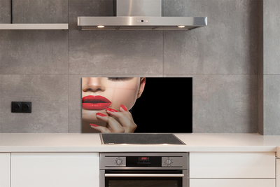 Küchenrückwand spritzschutz Frau mit den roten lippen und nägel
