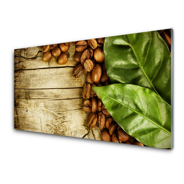 Acrylglasbilder Kaffeebohnen Blätter Küche