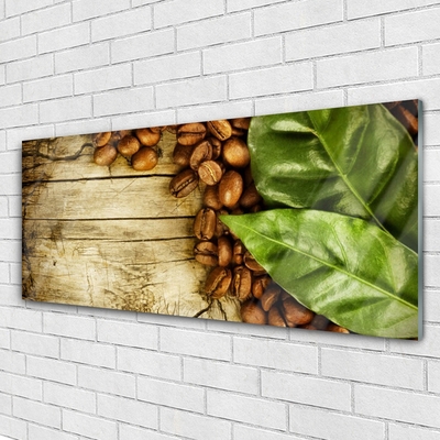 Acrylglasbilder Kaffeebohnen Blätter Küche