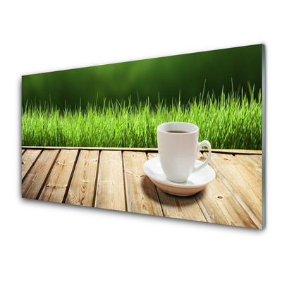 Glasbild aus Plexiglas® Gras Tasse Natur