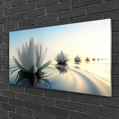 Glasbild aus Plexiglas® Blumen Wasser Kunst