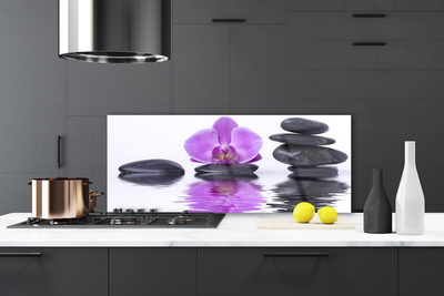 Küchenrückwand Spritzschutz Blume Steine Kunst