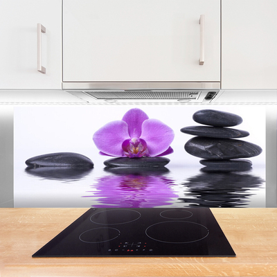 Küchenrückwand Spritzschutz Blume Steine Kunst