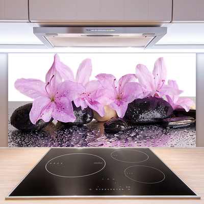 Küchenrückwand Fliesenspiegel Blumen Steine Pflanzen