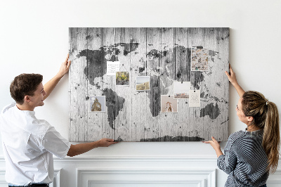 Kork pinnwand Weltkarte auf holz