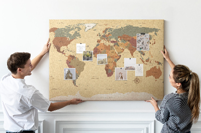 Kork pinnwand Vintage world map