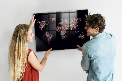 Magnettafel bunt Weltkarte mit Punkten